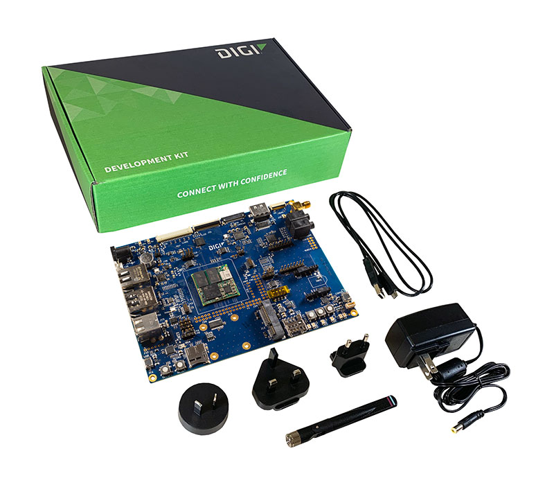 Digi ConnectCore MP157 Development Kit with development board and Digi ConnectCore MP157 dual 512 MB/512 MB wireless SOM including Digi ConnectCore Cloud Services Premium 1-year license