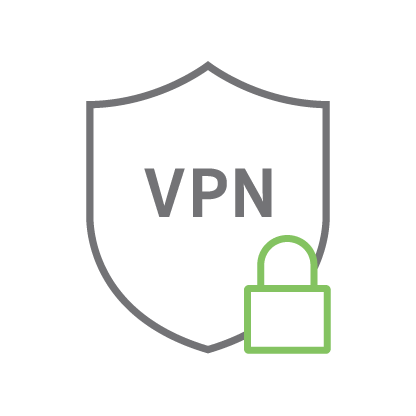 Shield icon with VPN text symbolizing secure VPN service.